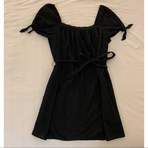 Black tie-sleeve dress